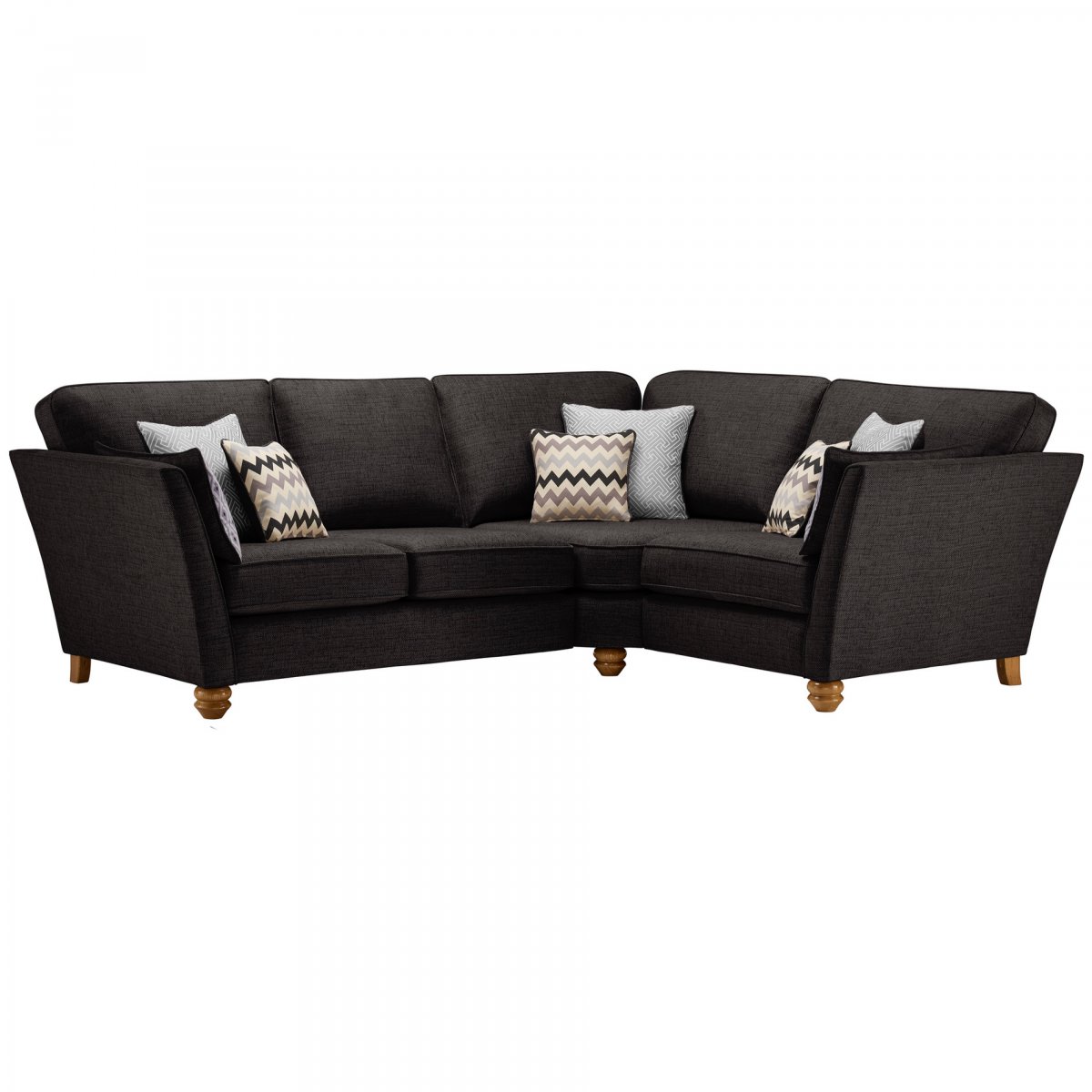Gainsborough Left Hand Corner Sofa in Black + Silver Scatters