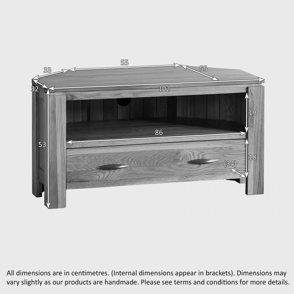 Galway Corner TV + DVD in Solid Oak Oak Furniture Land