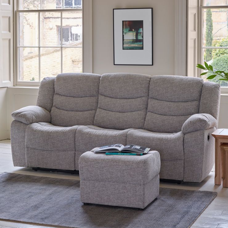 Grayson 3 Seater Electric Recliner Sofa Silver fabric