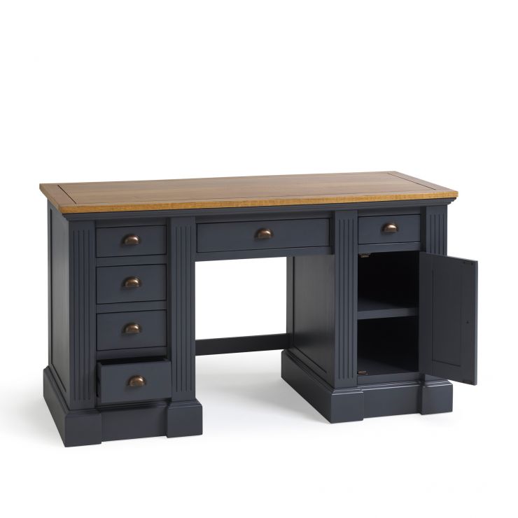 Highgate Blue Computer Desk Oak Furnitureland