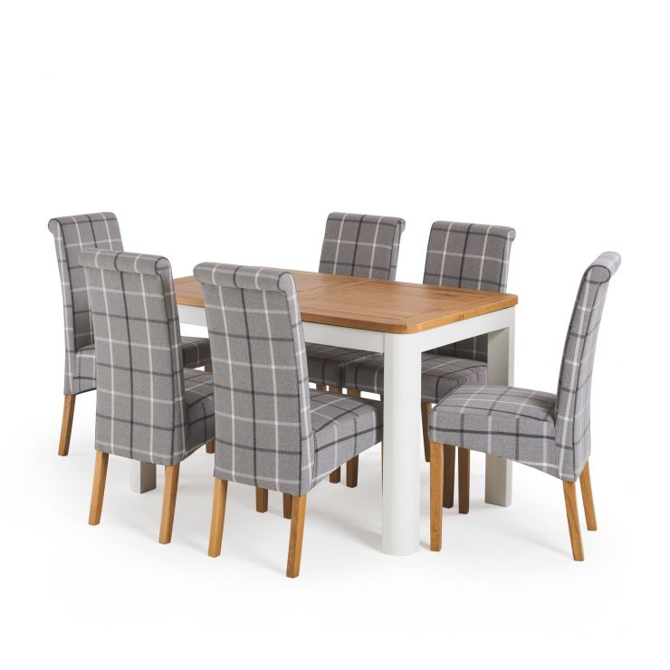 Hove White Extendable Table and 6 Scroll Back Chairs I Oak Furnitureland