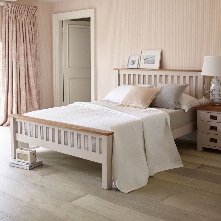 Kemble Painted Double Bed in Rustic Oak | Oak Furniture Land