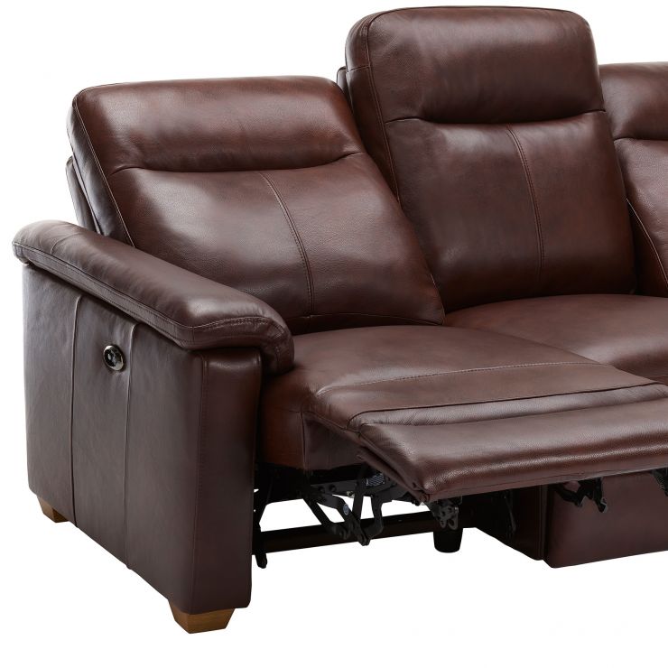 Malmo 3 Seater Electric Recliner Sofa in Two Tone Brown Leather