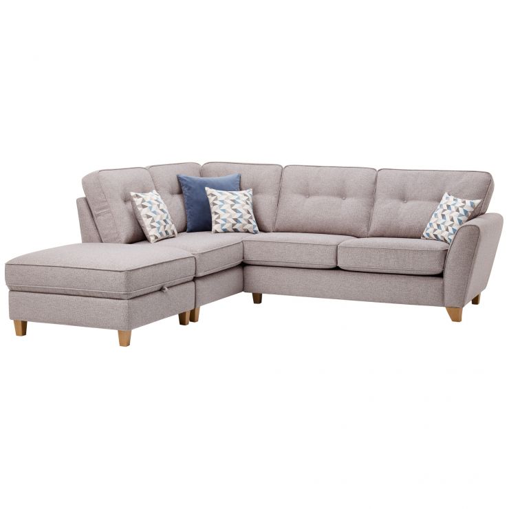Memphis Right Hand Corner Sofa in Silver Fabric