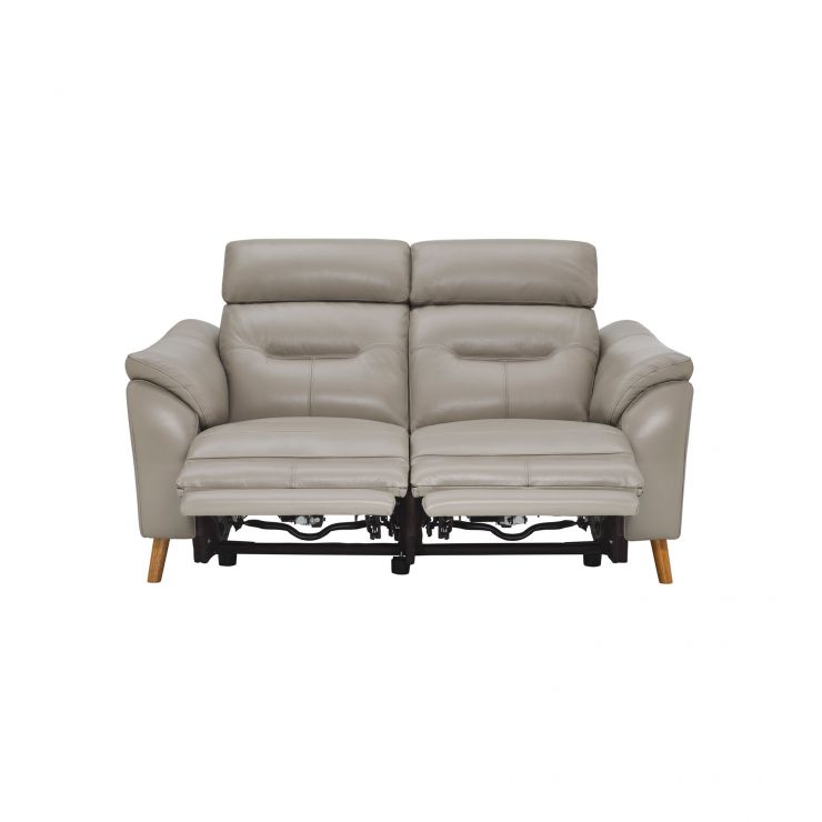 Muse Grey Leather 2 Seater Recliner Sofa Oak Furnitureland