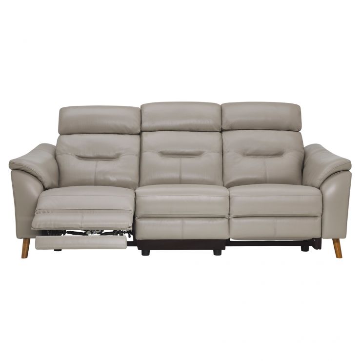 Muse Grey Leather 3 Seater Recliner Sofa Oak Furnitureland
