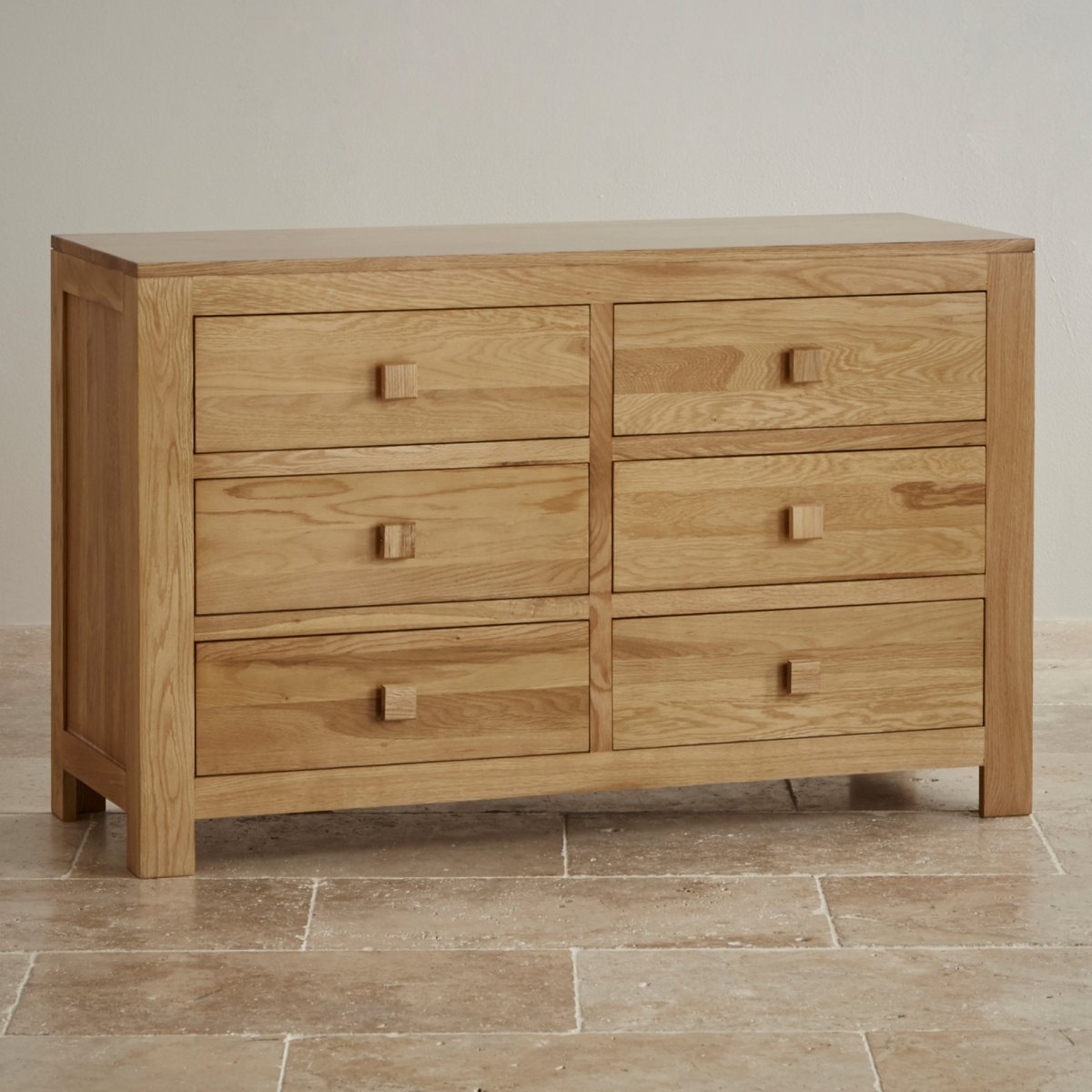 Oakdale Natural Solid Oak 6 Drawer Chest by Oak Furniture Land