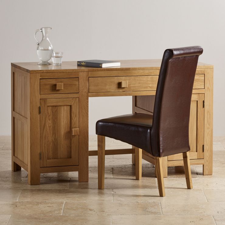 Oakdale Computer Desk in Natural Solid Oak Oak Furniture Land