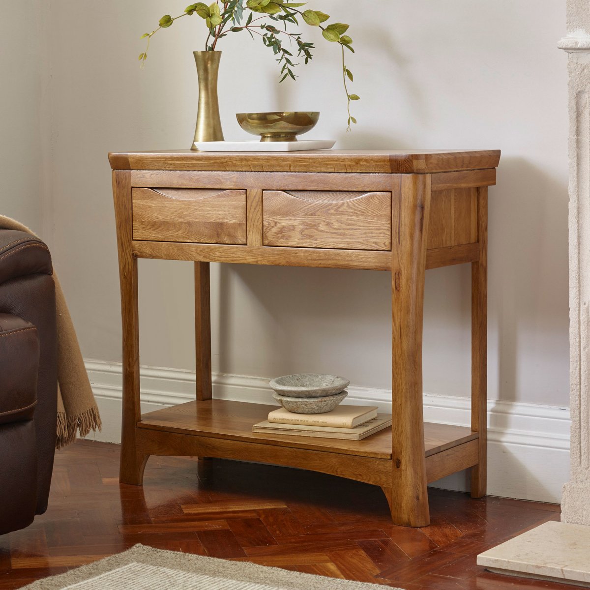 Orrick Console Table in Rustic Solid Oak Oak Furniture Land
