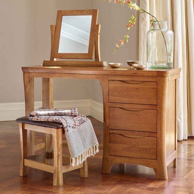 Orrick Dressing Table in Rustic Solid Oak Oak Furniture Land