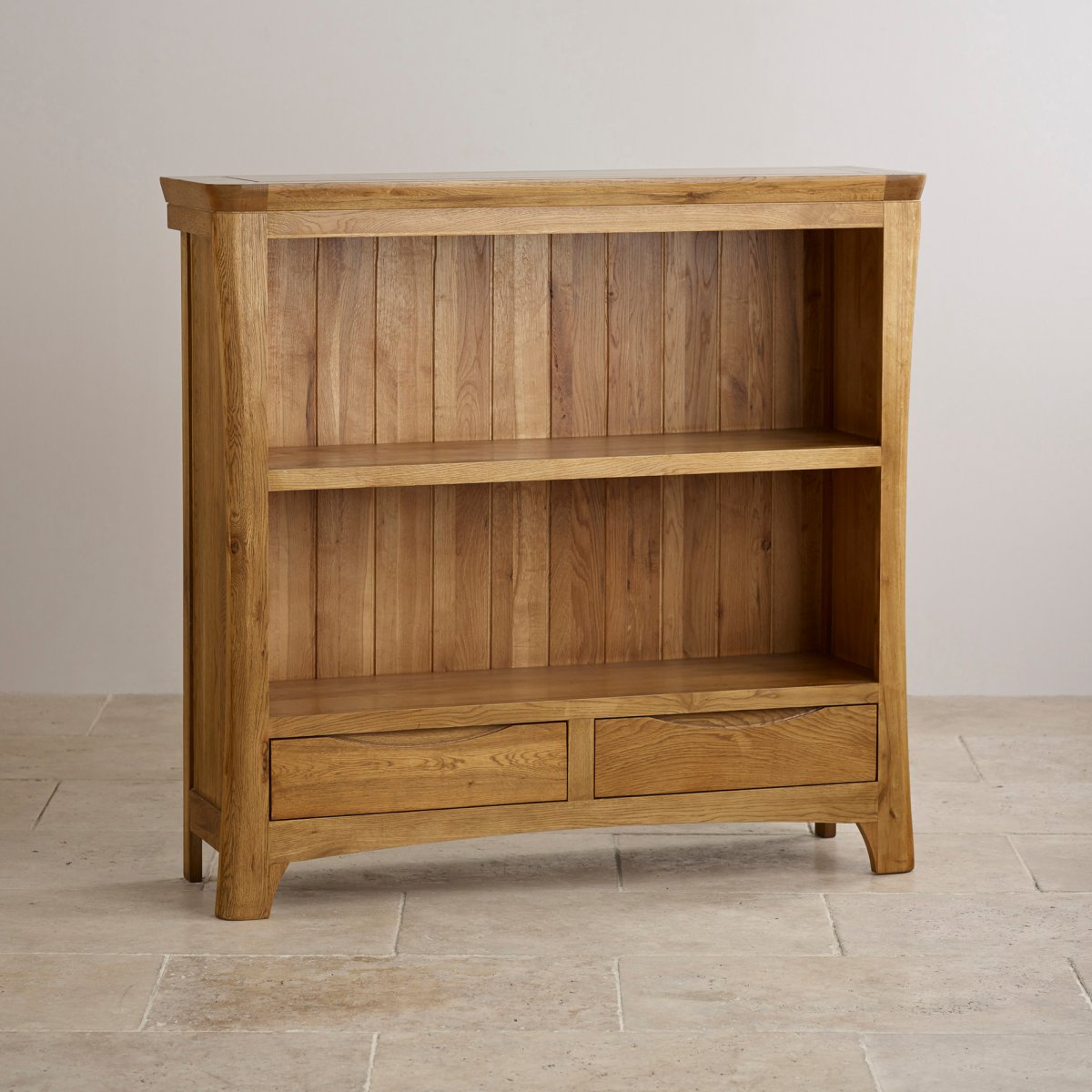 Orrick Wide Bookcase Solid Oak Oak Furniture Land