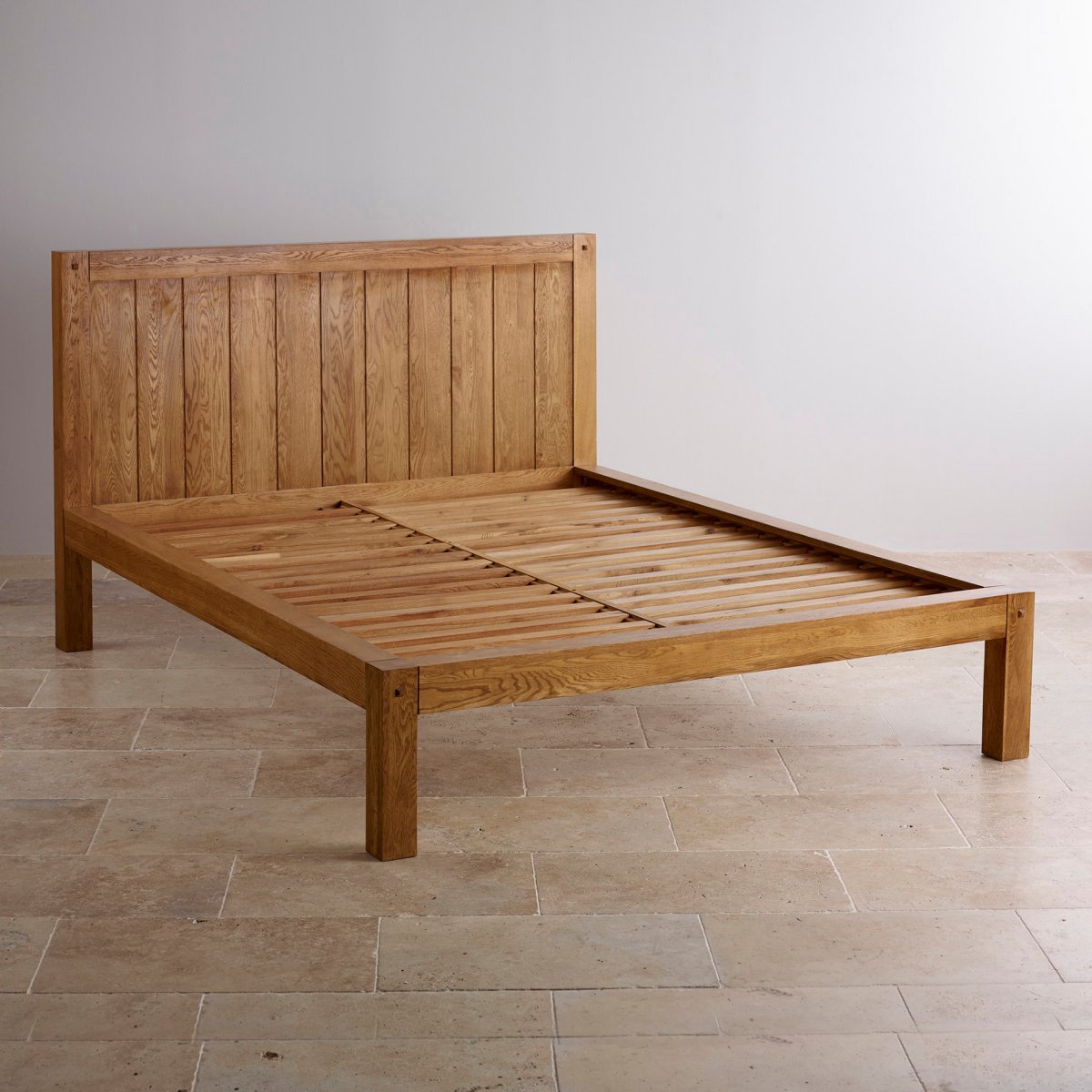 Quercus King-Size Bed in Rustic Solid Oak | Oak Furniture Land