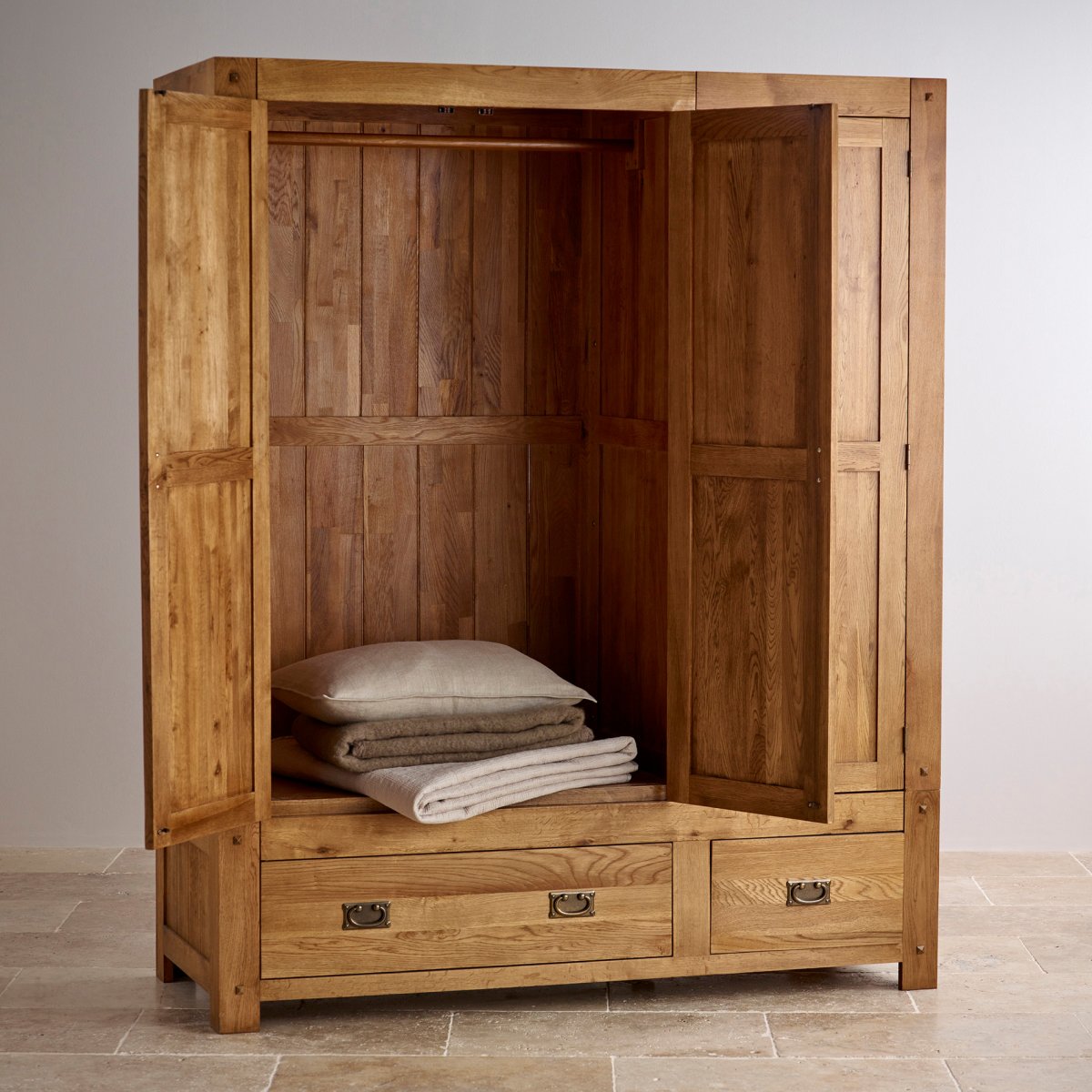 Quercus Triple Wardrobe Rustic Oak Oak Furniture Land
