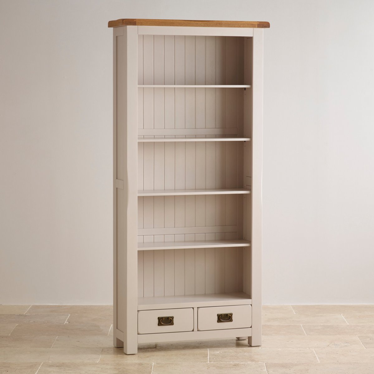 Kemble Large Bookcase in Painted Rustic Solid Oak
