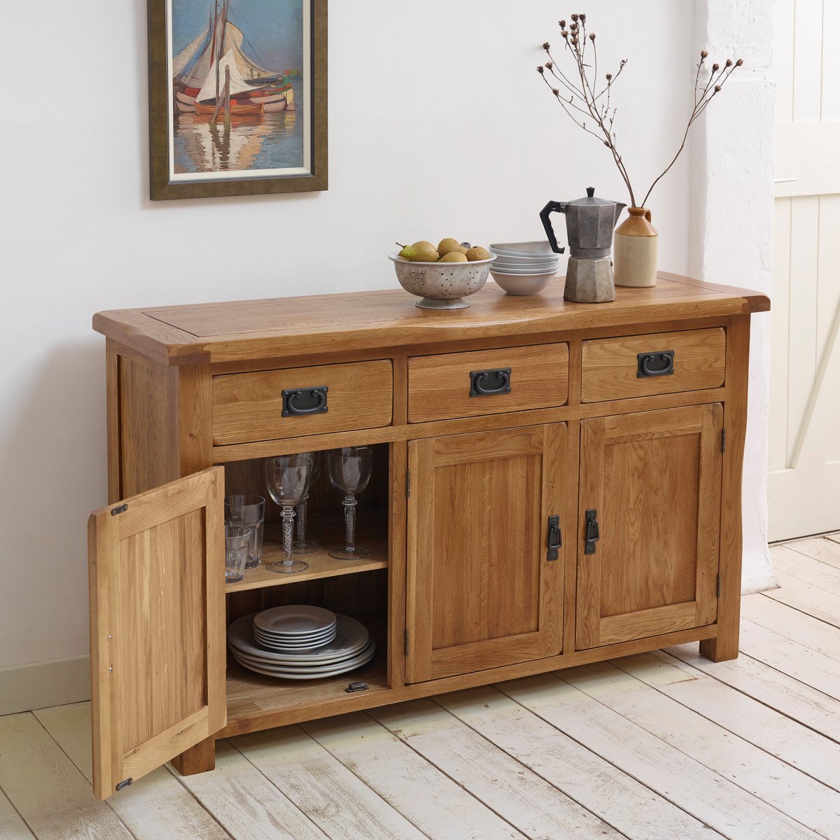 Original Rustic Large Sideboard in Solid Oak  Oak  