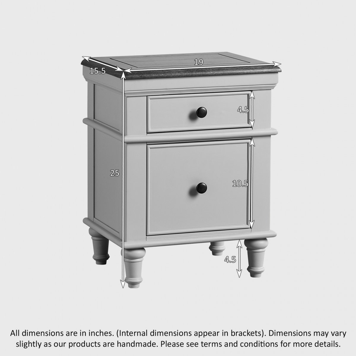 Shay 2 Drawer Bedside Table Painted Oak Oak Furniture Land