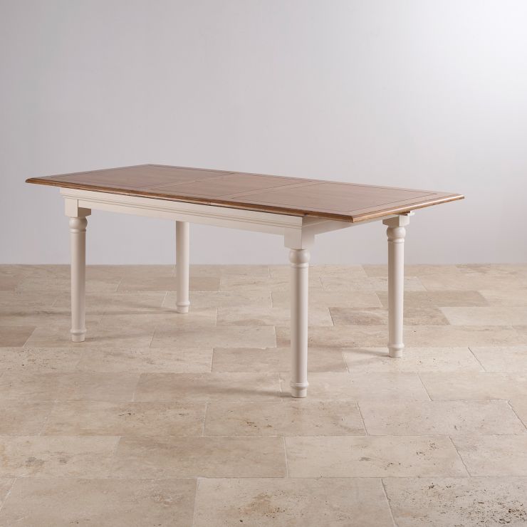 Shay Dining Table Set in Painted Oak + 6 Brown Check Chairs