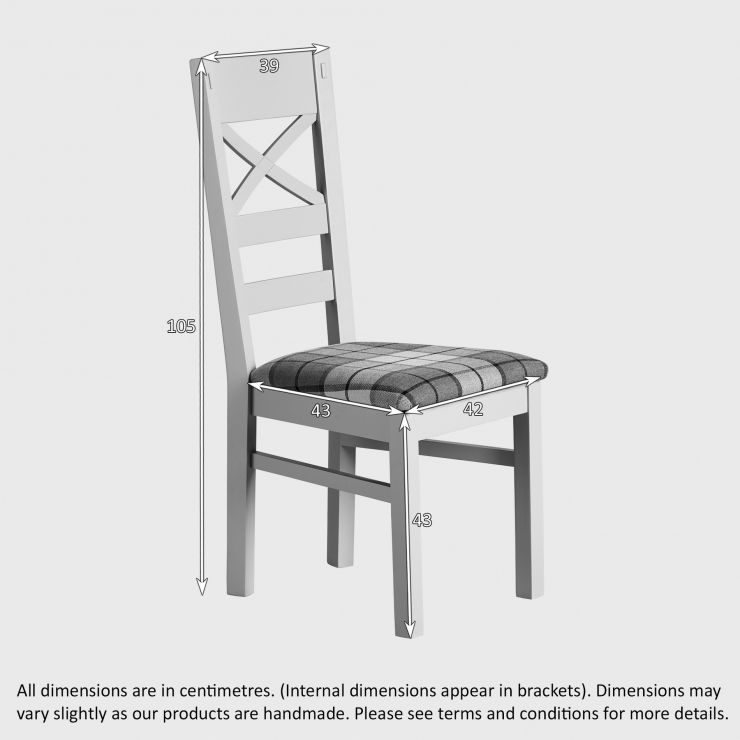 Shay Dining Table Set in Painted Oak + 6 Brown Check Chairs