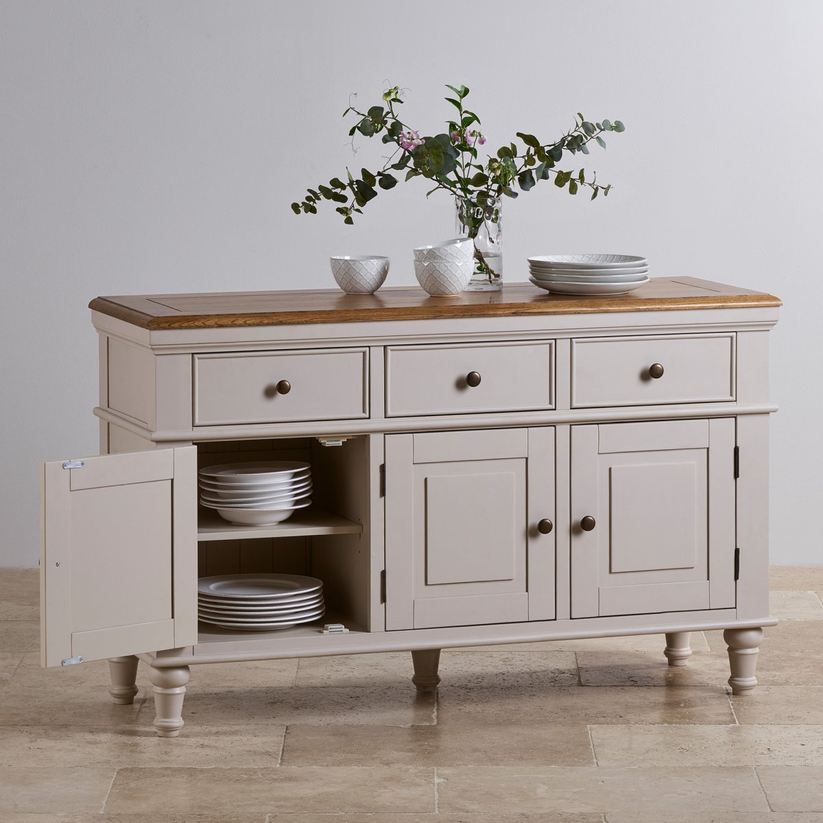 Shay Large Sideboard in Painted Rustic Oak Oak Furniture Land