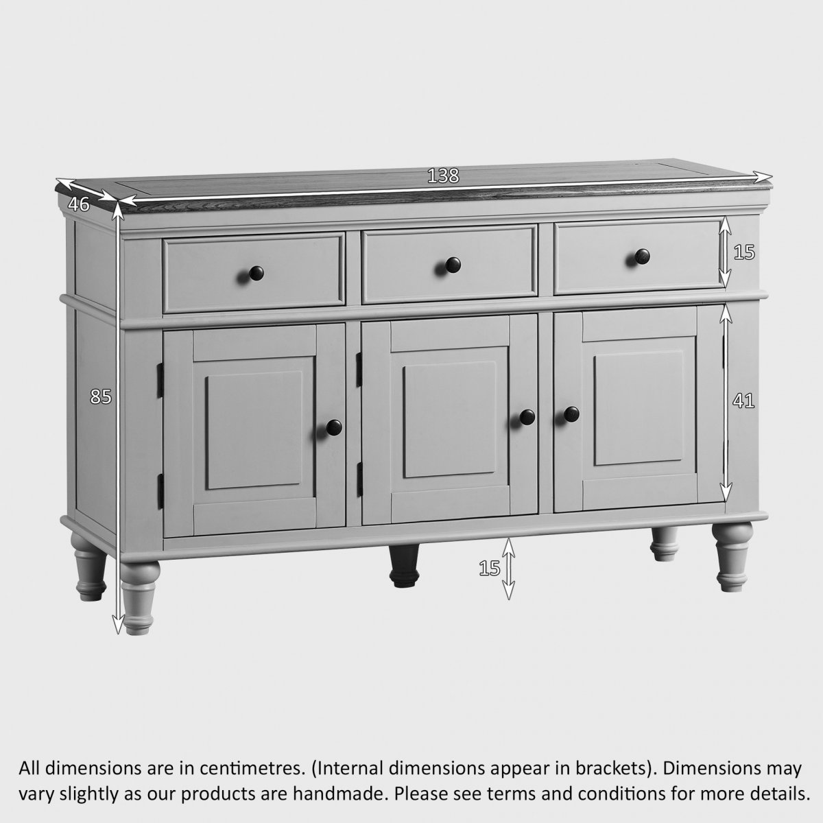 Shay Large Sideboard in Painted Rustic Oak Oak Furniture Land