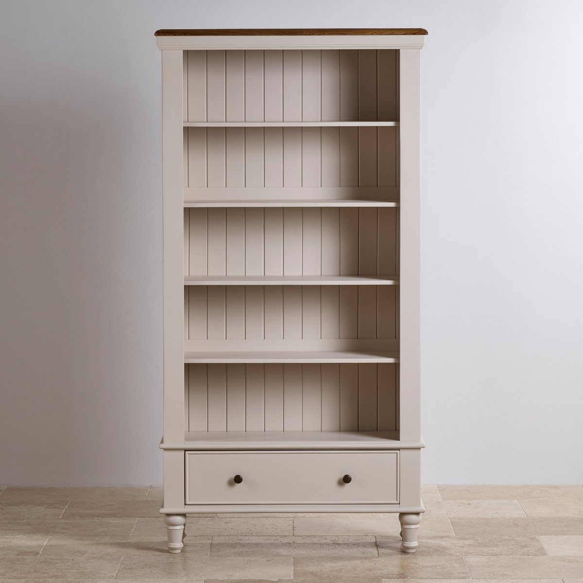 Shay Tall Bookcase Rustic Oak & Painted Oak Furniture Land