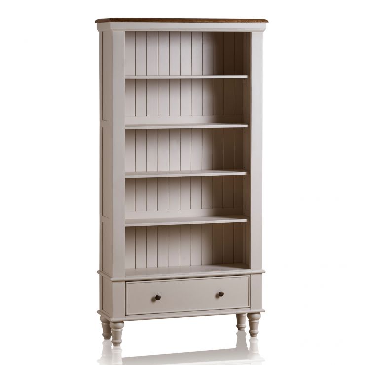 Shay Tall Bookcase Rustic Oak & Painted Oak Furnitureland