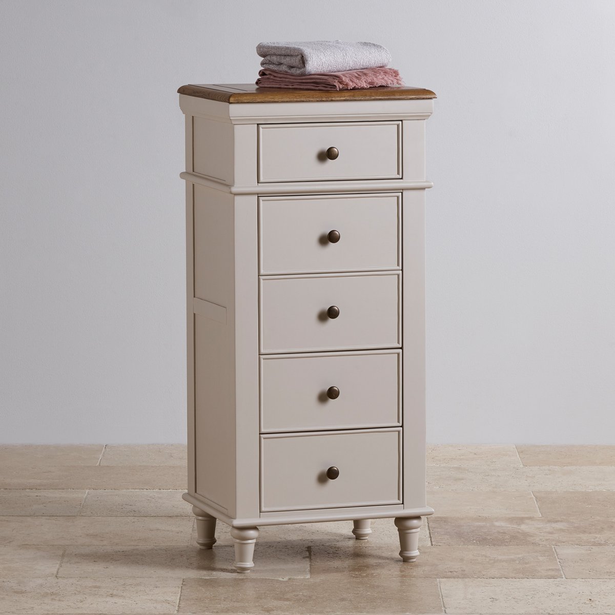 Shay Tallboy Rustic Oak & Painted Hardwood Oak Furniture Land