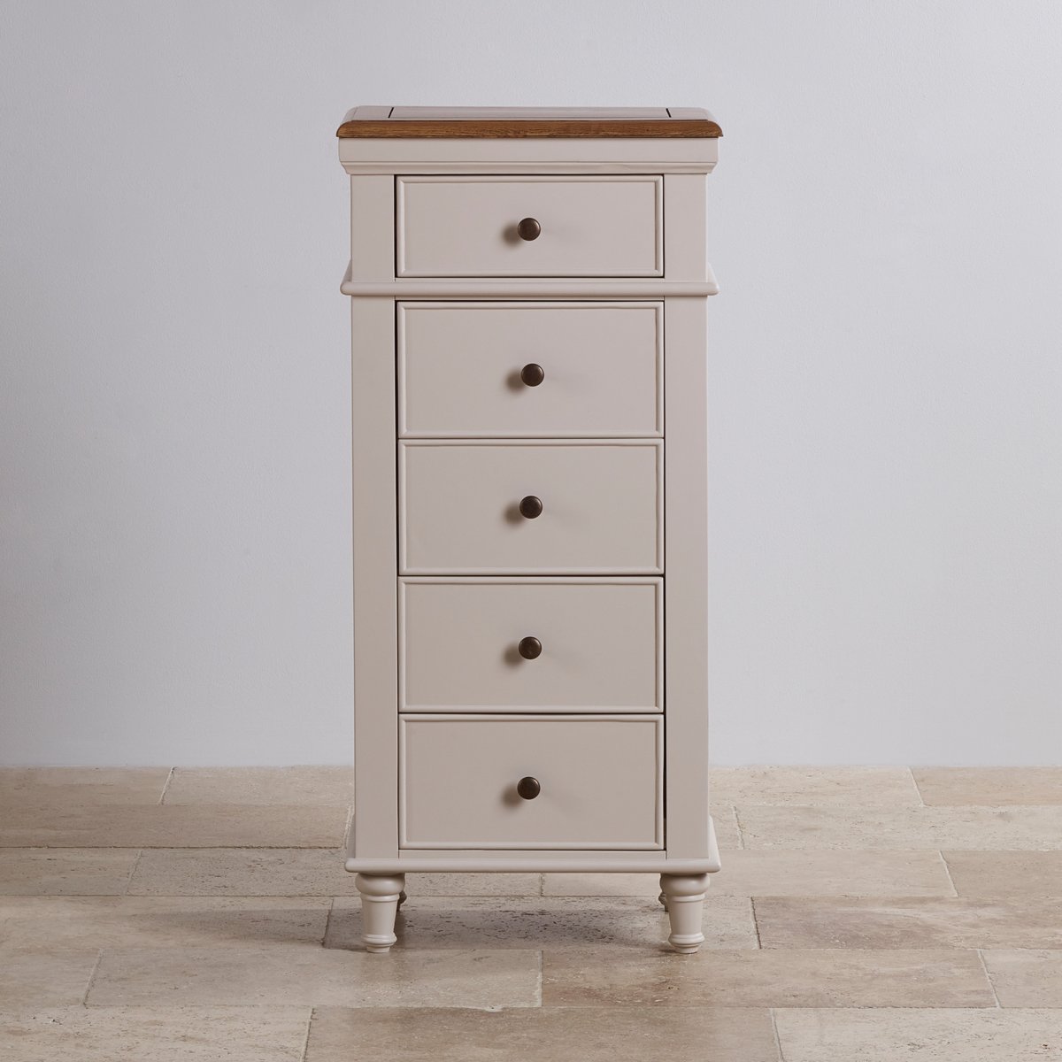 Shay Tallboy Rustic Oak & Painted Hardwood Oak Furniture Land