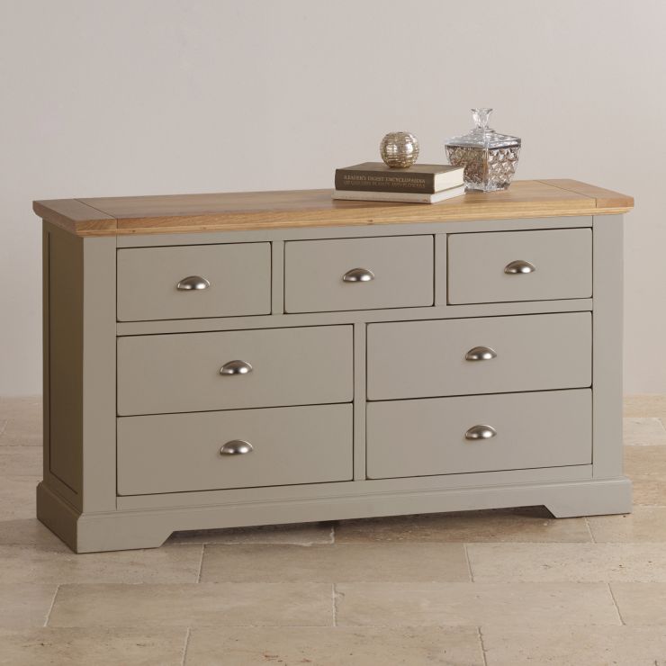 Grey Wide Chest of Drawers St Ives Oak Furnitureland