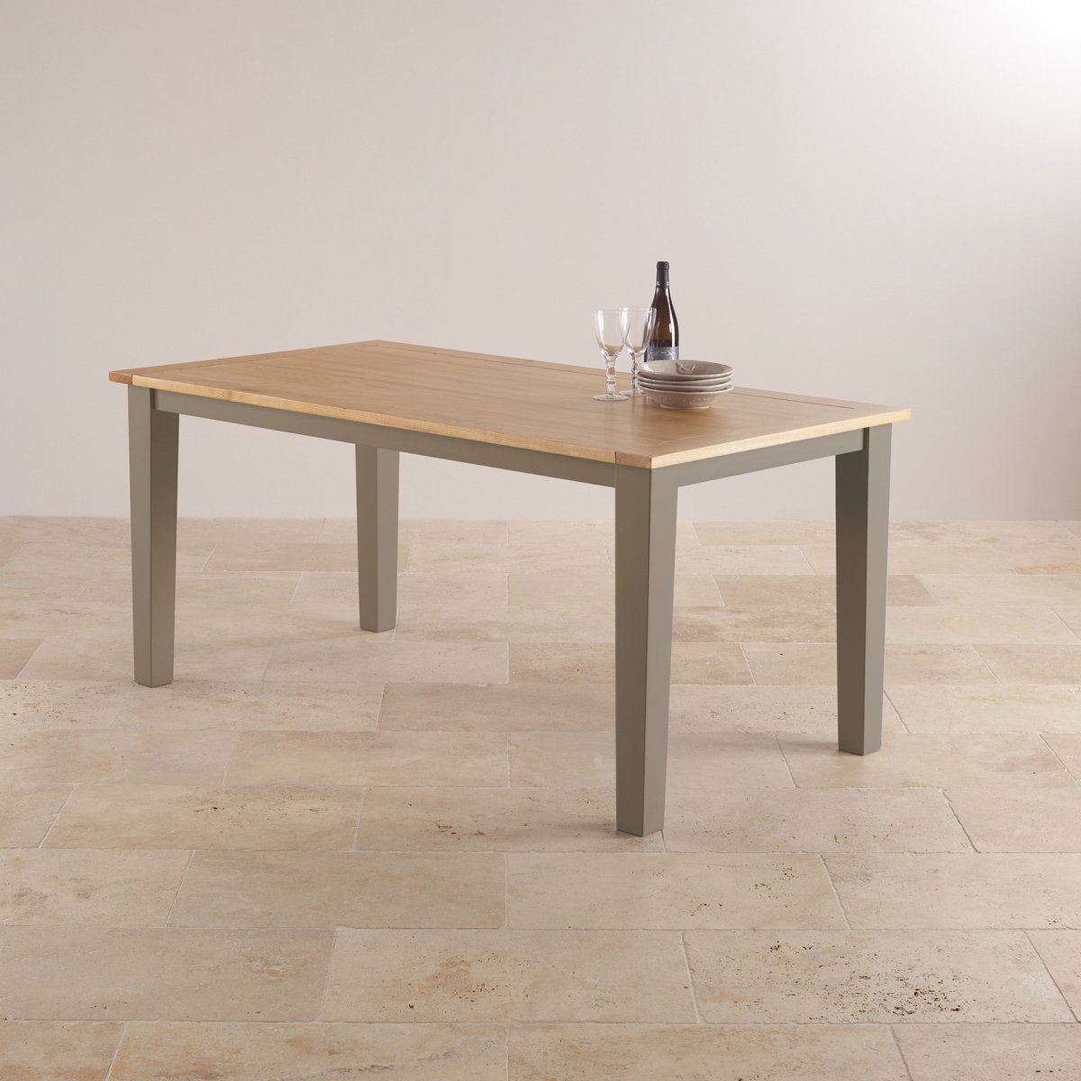 St Ives Dining Set in Grey Painted Acacia Table + 6 Chairs