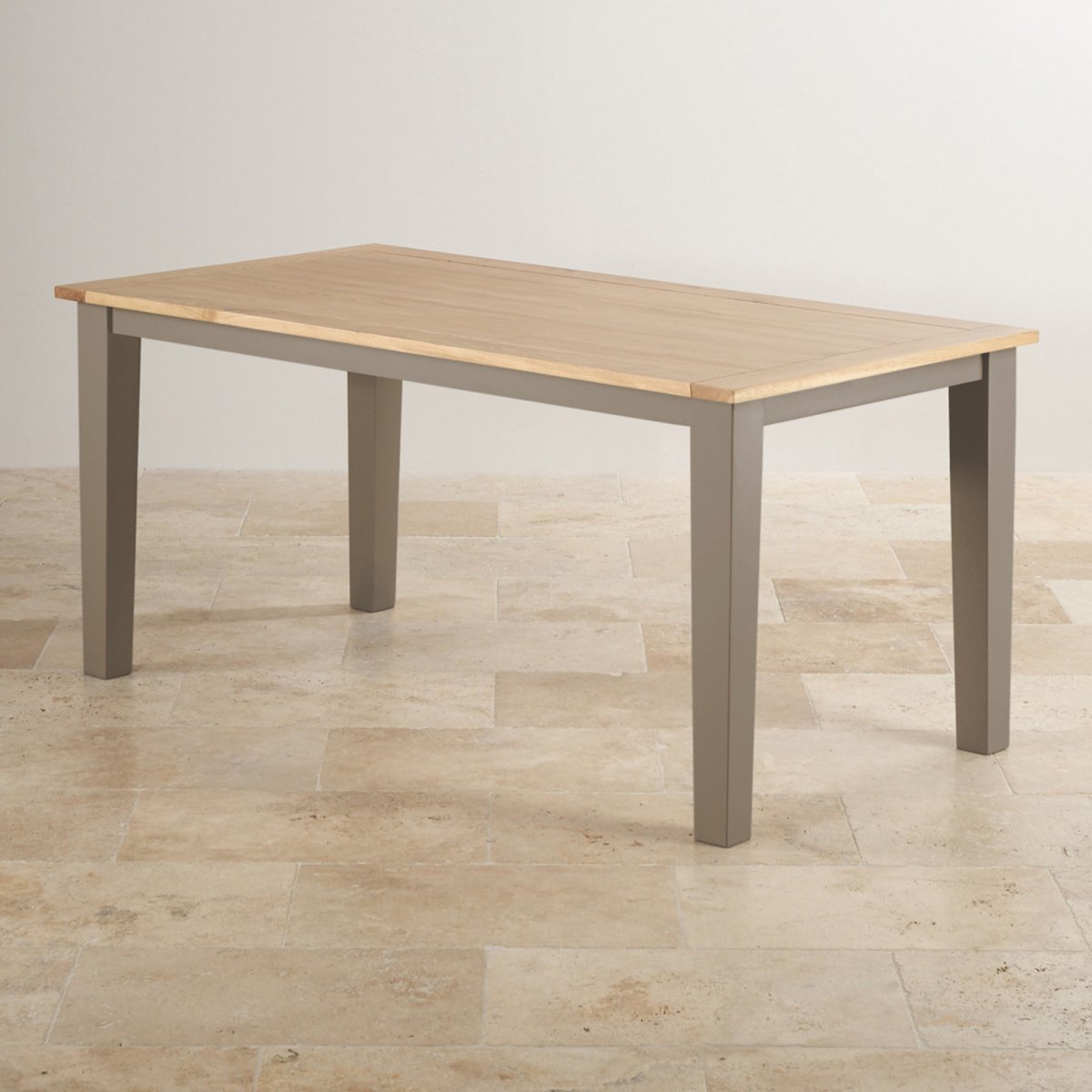 St Ives Light Grey Painted Oak Dining Table + 6 Patterned Chairs