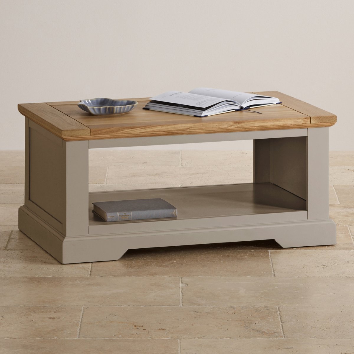 St Ives Grey Coffee Table with Brushed Oak Top