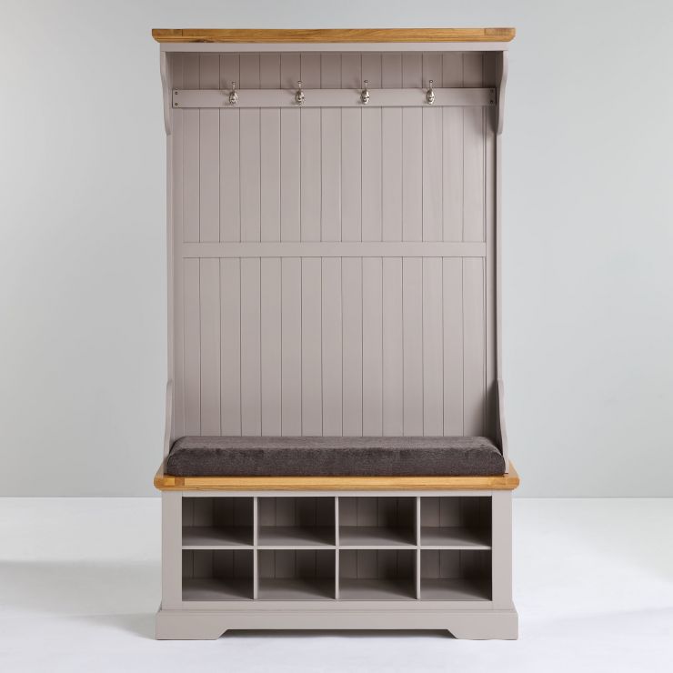Grey Hallway Stand Grey Hall Tidy Charcoal Fabric Oak Furnitureland