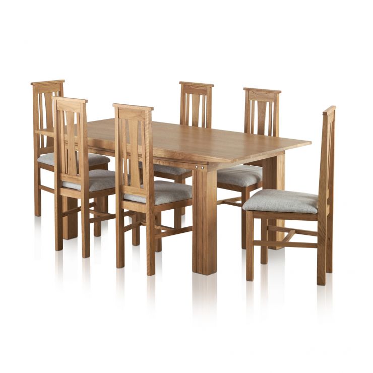 Tokyo Dining Set in Oak 6ft Dining Table + 6 Grey Fabric Chairs