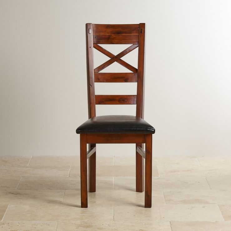 Victoria Dining Chair in Solid Hardwood Black Leather