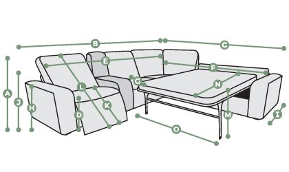 Cohen Large Corner Recliner with Right Hand Sofa Bed Dimensions