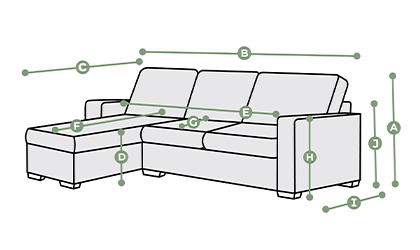 Malvern 3 Seater Left Hand Chaise Sofa Dimensions