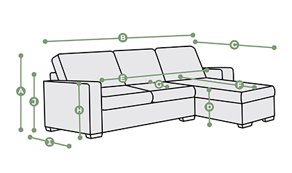 Elston 3 Seater Right Hand Chaise Sofa Dimensions
