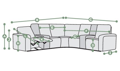Cohen Modular 5 Seat Corner Recliner Dimensions